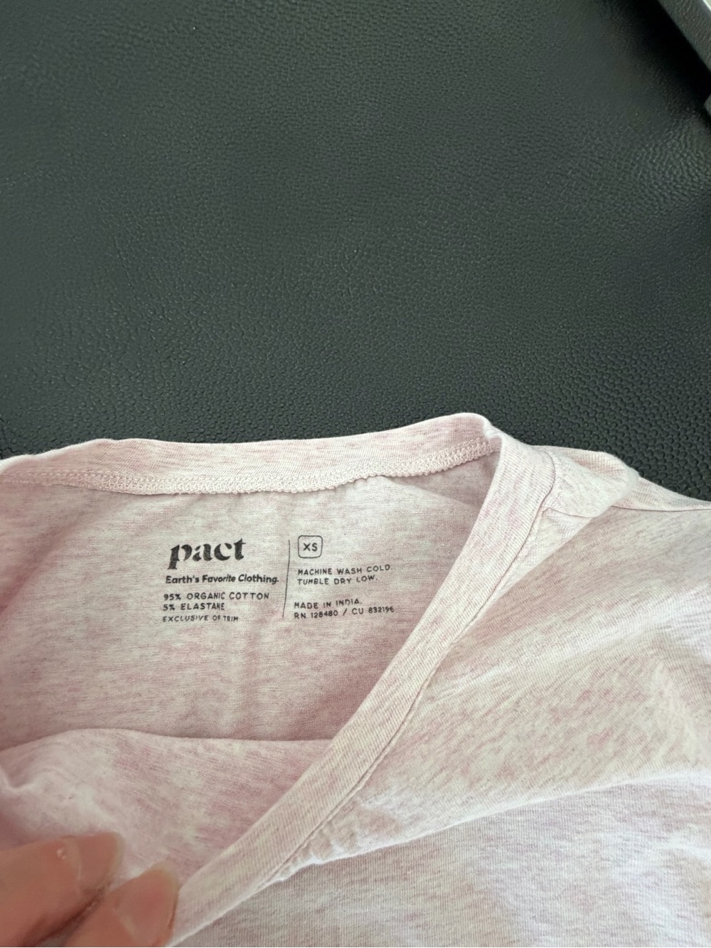 Pact Women's Light Pink V-Neck Short Sleeve Tee